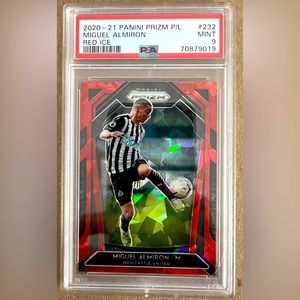 2020-21 Prizm Premier League Miguel Almiron Red Cracked Ice PSA 9 MINT